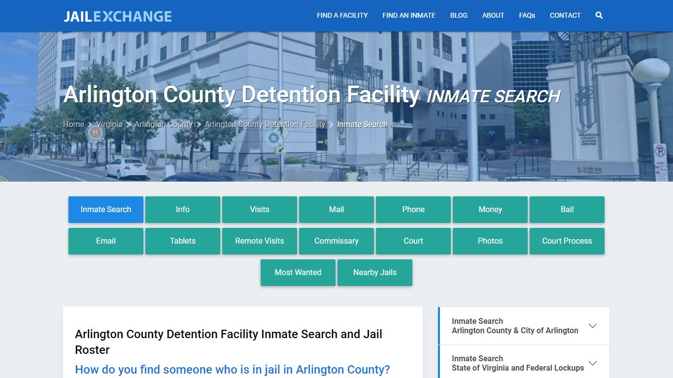 Arlington County Detention Facility Inmate Search - Jail Exchange